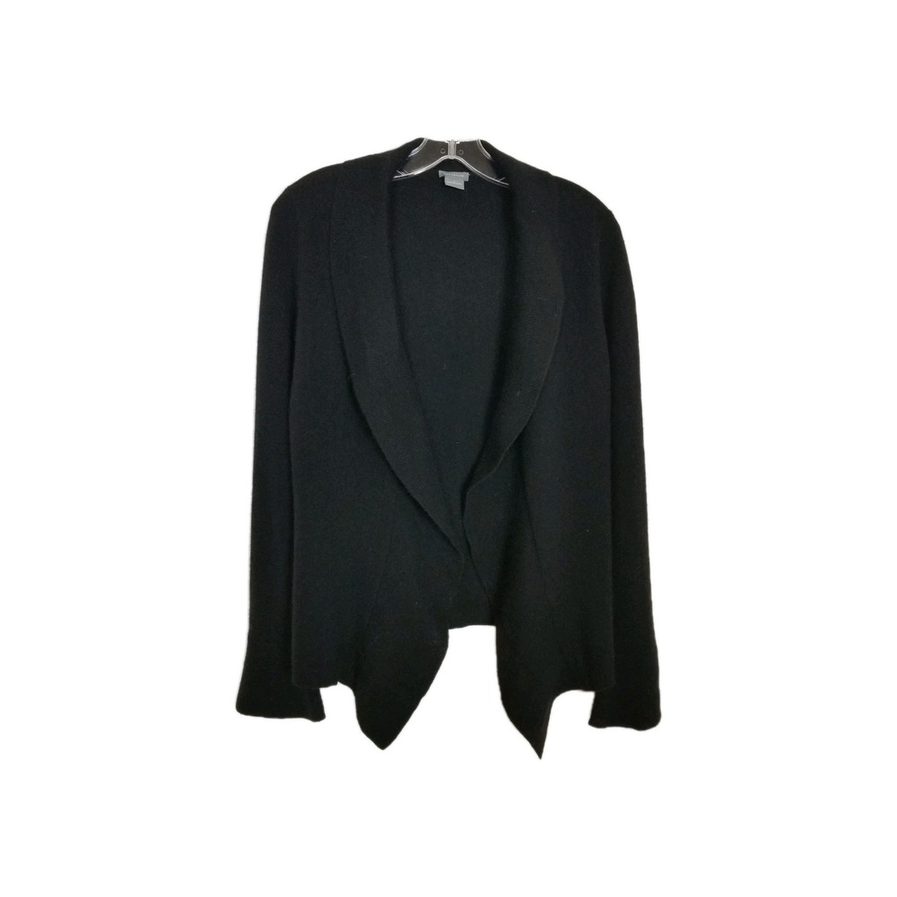 Ann Taylor Women Cashmere Cardigan Sweater Sz S Black Open Front Soft Classic